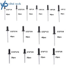 500 sets of rivet kits 3/32″ 1/8″ 5/32″ 3/16″ With 14 Standard Sizes W/ a Box