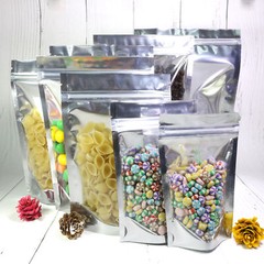 100/500/1000 Single-Sided Window Silver Mylar Foil Stand Strong Zip Seal Bags