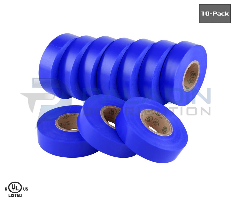 PVC Electrical Tape – Blue – 3/4″ x 60′ – (10 Pack) UL Listed
