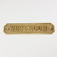 Brass “Restroom” Door Sign 5-1/4″ x 1-1/4″ – Brass Bathroom Door Sign