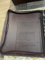 Franklin Covey Zip Planner 7 Ring Dark Brown Leather Binder