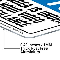 SIGNOGRAFX Private Property Under 24 Hours Video Surveillance 10×14 inches Sign