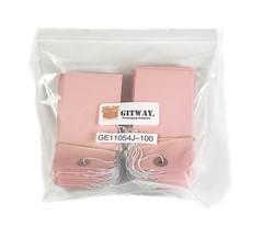 100 – 4 3/4″ x 2 3/8″ Pink Inventory Tags Strung with ELASTIC Stretchable String