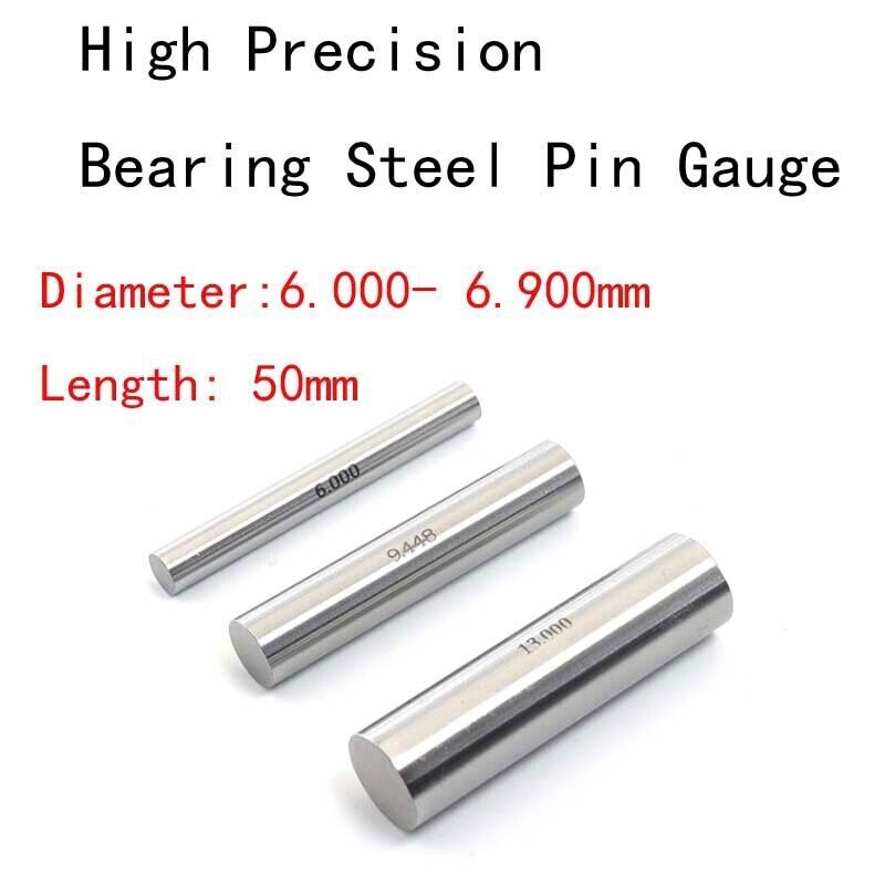 3pcs 6.000mm-6.900mm Diameter High Precision Bearing Steel Pin Gauge 50mm Length