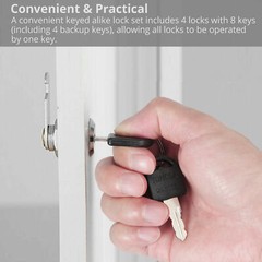 20mm Cylinder Cam Key Locks Tool Box File Cabinet Desk Drawer 4Pcs/Set w/ 8 Keys