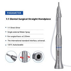 Dental Surgical Straight Cone Handpiece 1:1 Micro Surgery external Water Spray