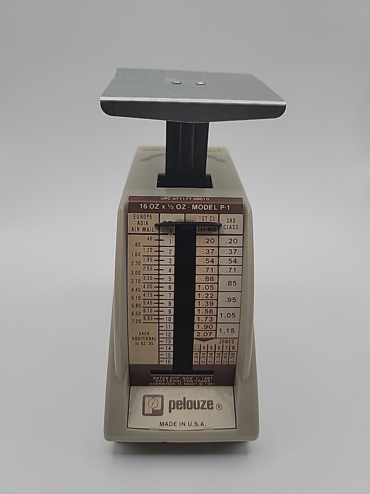 Pelouze Vintage 1981 Postal Scale P-1 1lb (16oz x 0.5oz) Evanston IL made in USA