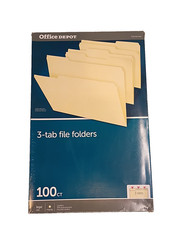 Office Depot 3-tab File Folders Legal Manila QTY: 100 810-846