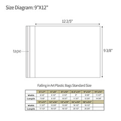 Acid Free 1.496Mil (Single Side) Crystal Sealed Clear Bags for 9X12 Art Prints,