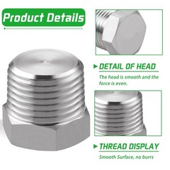 Outer Hex Head Thread Pipe Plug Fitting 3/4″ NPT Male,304 Stainless Steel