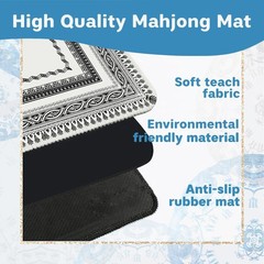 Vintage Black and White Mahjong Mat for Table 31.5 X 31.5 in, Gifts for Mahjo…