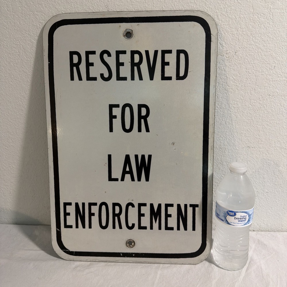 Authentic RESERVED FOR LAW ENFORCEMENT Retired Parking Sign Florida 18”x12” RARE