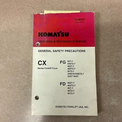 Komatsu FG35BCS/40/45T2-7FD 40ZT-7 OPERATION MAINTENANCE MANUAL FORK LIFT TRUCK