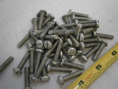 Machine Screw 10-32 x 7/8 Slotted Pan Head Brass Tin Plated Lot of 30 #2966