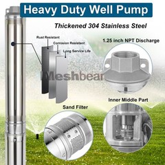Manual Hand Water Pitcher Pump 33Ft Lift Stainless Steel Hand Well Pump Suction
