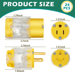 12 Set 24 Pcs Lighted Plug and Connector Set Straight Blade Cord End