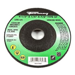 Forney 71897 Silicon Carbide 13300 rpm 4.5 Dia. in. Grinding Wheel 1/4 in. Thick