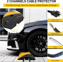 3.3 FT Heavy Duty Rubber Speed Bump 2-Pack Driveway Cable Protector Ramp w/Bolts
