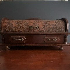 London Leather Wood Roll Top Desktop Organizer with Drawers
