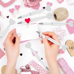 Zuazaor 24 Pack Wedding Party Pens White Heart Black Gek Ink for Adults Offic…