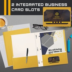 Better Office Products Dark Yellow 2 Pocket Folders with Prongs, 50 Pack, Let…