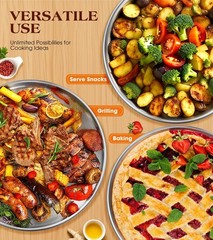 Yuiicaov Stainless Steel Pizza Pan 12 inch, for 12 Silver