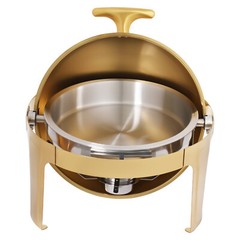 Gold Round Roll-Top Chafing Dish Set Commercial Stainless Steel Buffet Warmer
