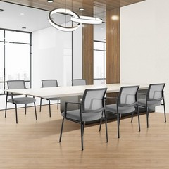 Stackable Reception Chairs with Mesh Back & Upholstered Cushion, Metal Frame, Gr