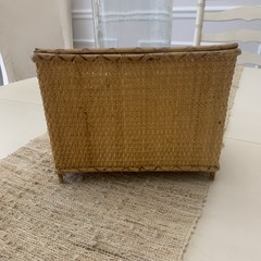 Vintage Burnt Bamboo and Rattan Desk Organizer Wicker