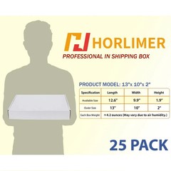 HORLIMER 13x10x2 inches Shipping Boxes Set of 25, White Corrugated Cardboard …