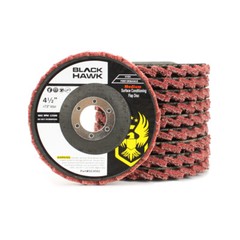 10 Pack – 4-1/2″ x 7/8″ Black Hawk Surface Conditioning Flap Discs, Red – Medium