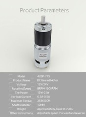 42GP-775 Planetary Gear Brushed Motor DC 12V 24V High Torque Forward And Reverse
