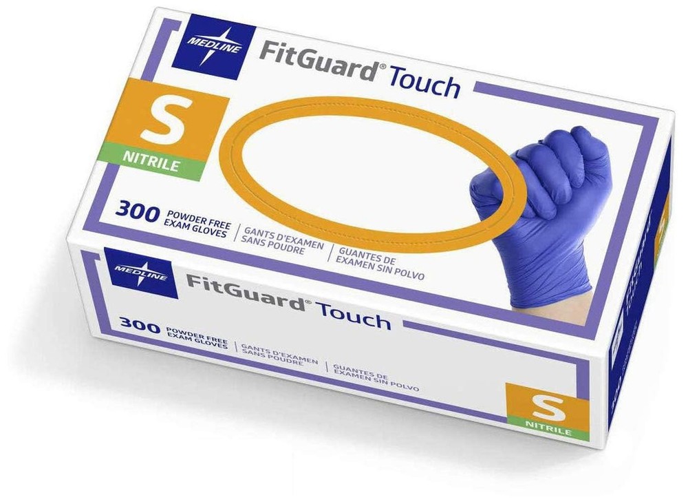 Medline FitGuard Touch Nitrile Exam Gloves, Disposable, Powder-Free, Cobalt B…