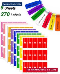 270 Pcs Cable Labels Tags for Cable Management, 9 Colors Cord Tags for Electroni