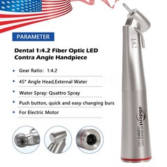 Dental Optic Fiber LED 1:4.2 Increasing Handpiece 45°Angle Head External Channel