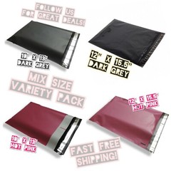 100 Poly Mailers Variety Pack (25 ea) 2 Mixed Sizes (10×13 & 12×15.5)
