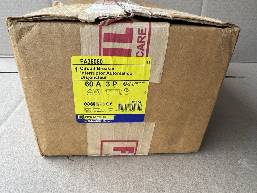Square D FA36060 60 Amp 3 Pole 600V Circuit Breaker I Line 3P 60A NEW Open Box