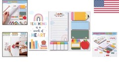 Rainbow Boho Teacher Sticky Notes Set – 440 Count of Inspirational Memo Pads