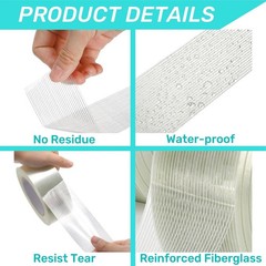 6 Rolls Filament Strapping Tape, 2” x 60yds x 5.5mil Reinforced Fiberglass Tape