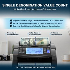 DETECK DT200 Money Counter Machine with Value Count – Large 4” LCD Display Ca…