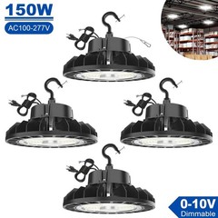 US Plug LED High Bay Light Dimmable AC100-277V 150W Warehouse Shop Barn (4 Pack)
