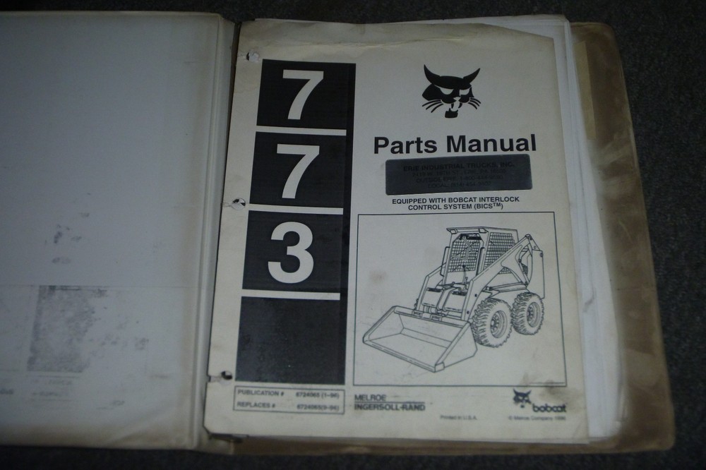 Bobcat Ingersoll Rand Melroe 773 Skid Steer Loader BICS Parts Catalog Manual xz