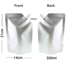 Silver Aluminum Reusable Drink Pouch Spout Design Stand Up Liquid Storage Bag