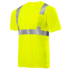 Hi Vis T Shirt ANSI Class II Reflective Safety Lime Short Sleeve HIGH VISIBILITY