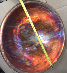 Heavy Solid Copper 14″ Bowl Kettle Rolled Edge Round Base Made In France Antique