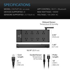 Outlet AI Environment Controller, AI Targeting Individual Control 8-Plug, 1800W