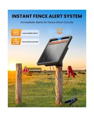 Solar Electric Fence Charger 1.2J Stored Energy, 45 Miles Coverage,8W Solar F…
