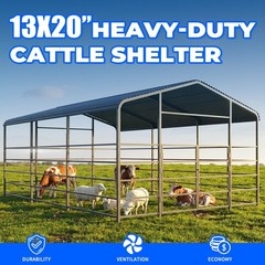13x20ft Heavy-Duty Galvanized Metal Livestock Shelter Cattle Barn Shed US Stock