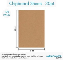 100 Sheets Chipboard 11 x 17 inch – 30pt Medium Weight Brown Kraft Cardboard