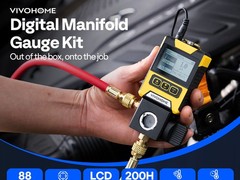 Digital Vacuum Pressure Manifold Gauge w/ Temp Clamp Hoses AC R134a R410a R1234y